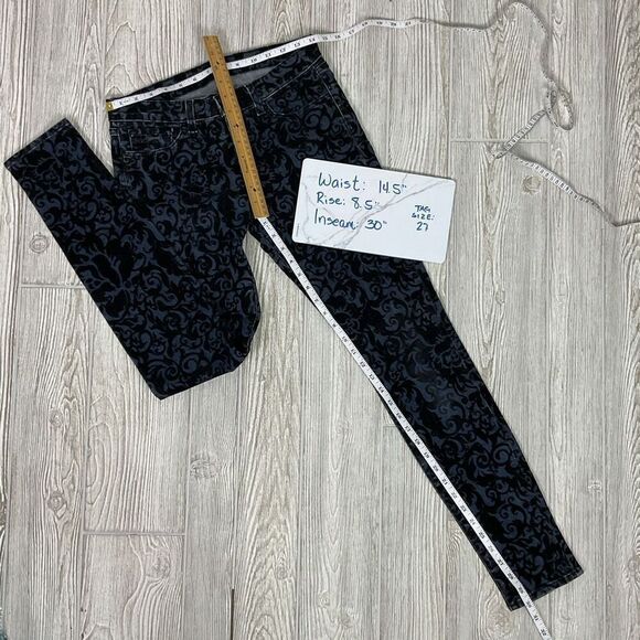J Brand Jeans Skinny Made in the US Flocked Fleur De Lis Velvet 3D Brocade Size - Picture 11 of 11